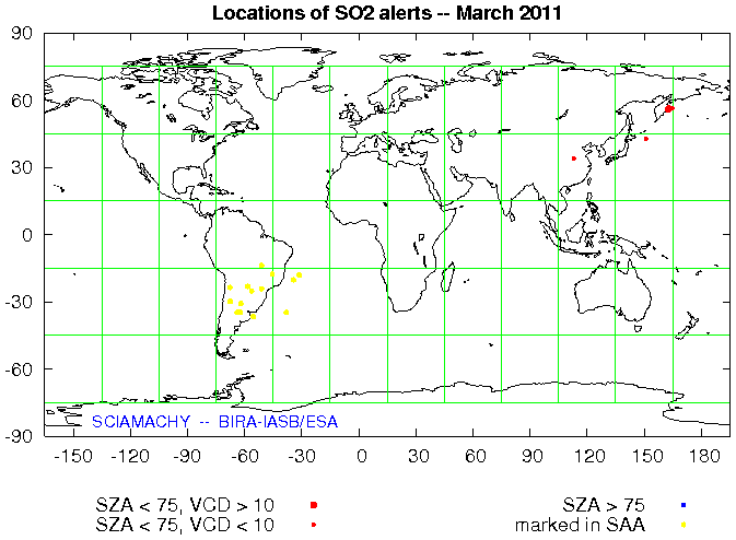 Notification locations of March 2011