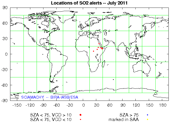 Notification locations of July 2011