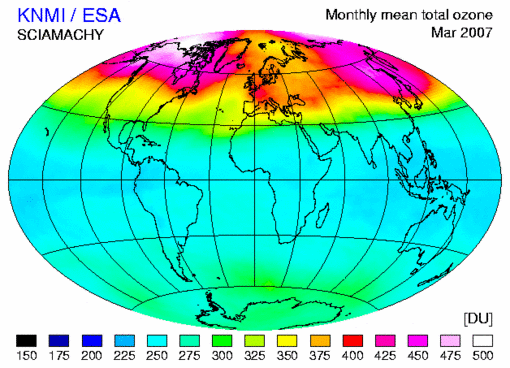 Monthly average ozone for March 2007