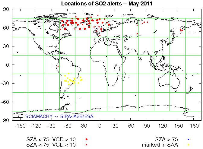 Notification locations of May 2011